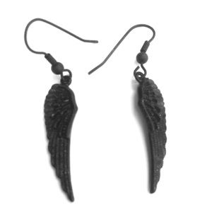 Black Metal Feather Earrings